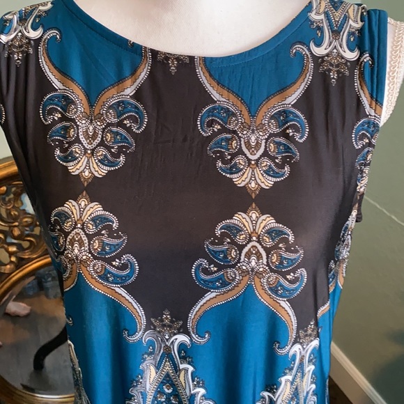 3/$20 Reborn teal & black slinky sheath dress NNW - Picture 4 of 10
